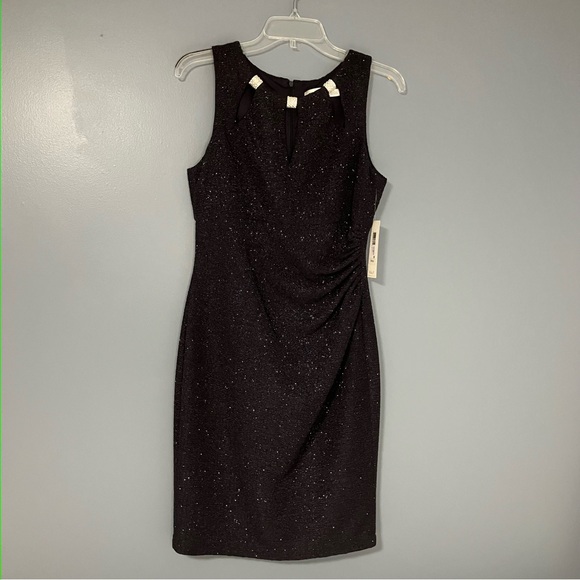 Eliza J Cocktail Dress Black with Mtalic Sparkle size 6 - Picture 1 of 9
